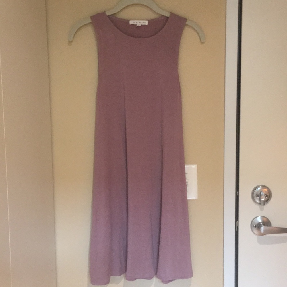 Socialite Mauve T-Shirt Dress with Pockets